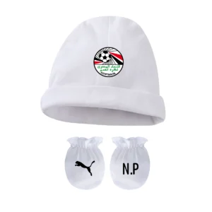 BNNET-GANTS-BLANC Ensemble bonnet & gants blanc bébé Égypte