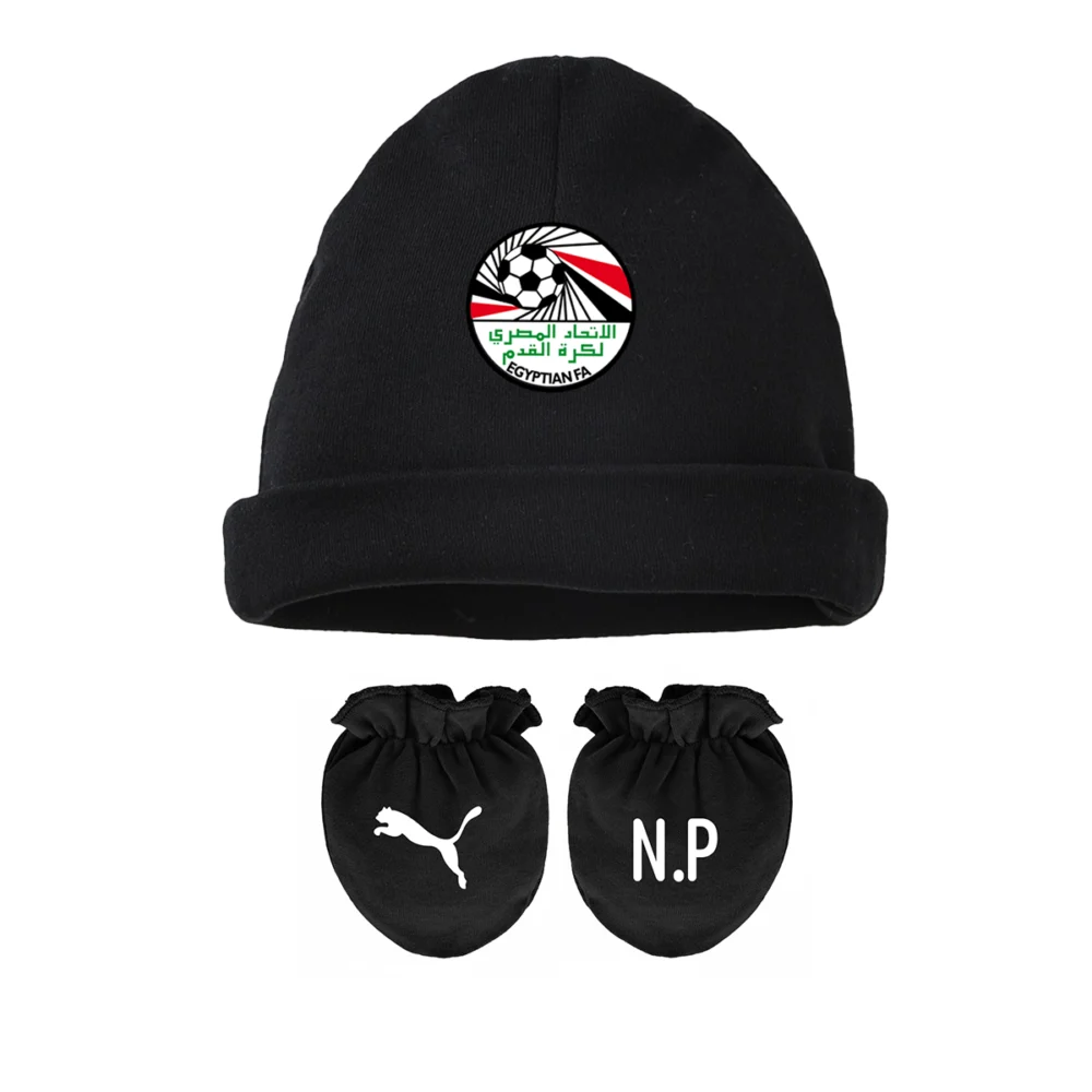 BNNET-GANTS-NOIR Ensemble bonnet & gants noir bébé Égypte