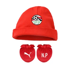 BNNET-GANTS-ROUGE Ensemble bonnet & gants rouge bébé Égypte